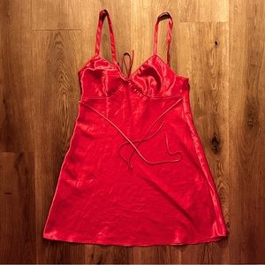 y2k hot pink satin slip-on nightgown